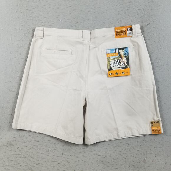 Savane Hiking Shorts Mens 42 Stone Cotton UPF 30 Hidden Tech Pocket Comfort NWT - Picture 8 of 15